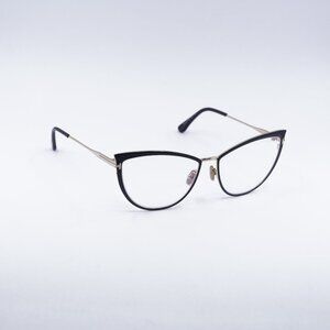 Tom Ford FT5877-B 001 Eyeglasses Black/Gold 56mm Cat Eye Frame